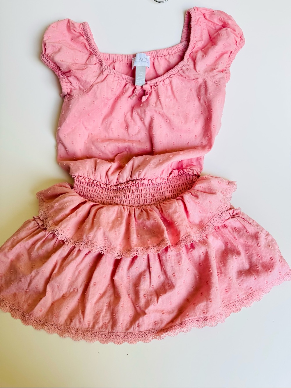 The Children's Place Pink Eyelet Ruffle Skirted Top